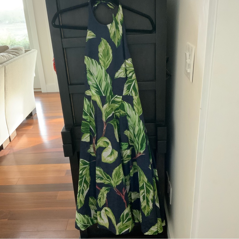 Ann Taylor Navy Tropical Halter Dress